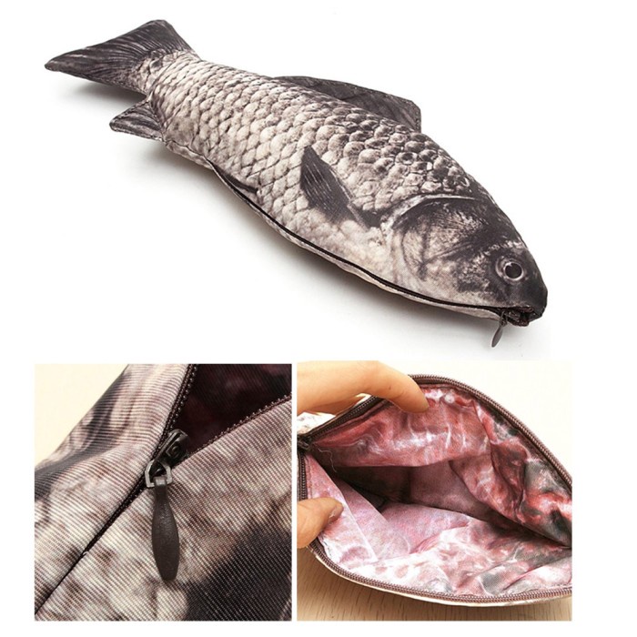 

PRODUK TERBATAS Tempat Pensil Bentuk Ikan dengan Resleting untuk Pelajar / Sekolah