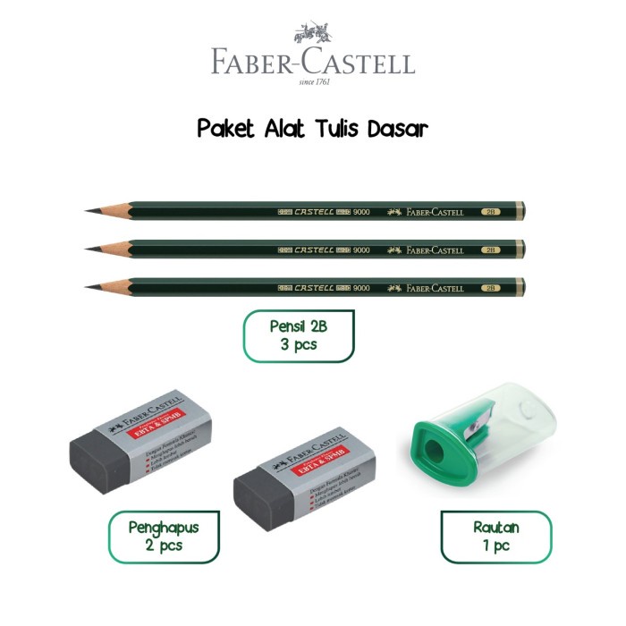 

TERPERCAYA Faber-Castell Paket Alat Tulis Sekolah Pensil, Penghapus, Serutan