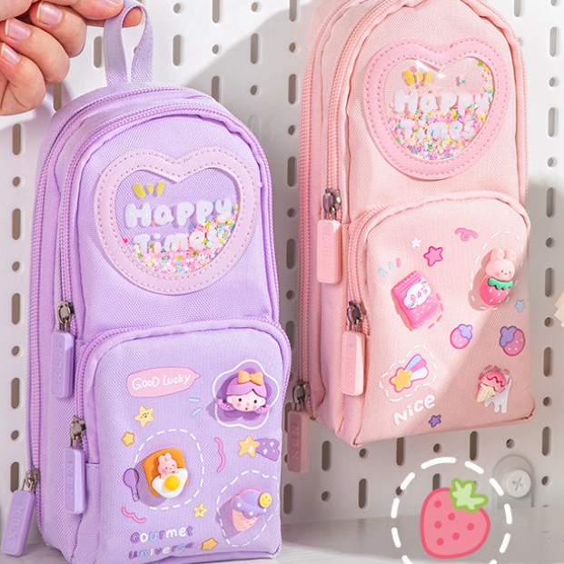 

NEW Gaya baruTempat pensil kotak 3D Anak perempuan Lucu Besar/ Kotak pensil kanvas 6 ruang/Kotak