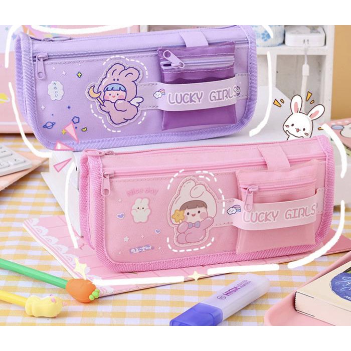 

NEW Kotak Pensil Anak Sekolah Kain Sekat Motif Astronot Bunny Bear Ultraman