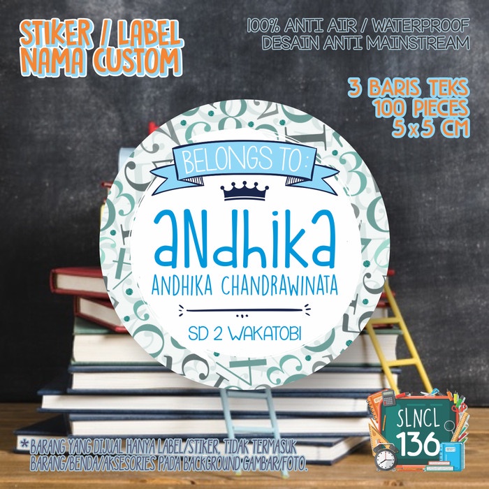 

PRODUK TERBATAS stiker label nama anak jilbab pensil buku tas sepatu sekolah SLNCL-136