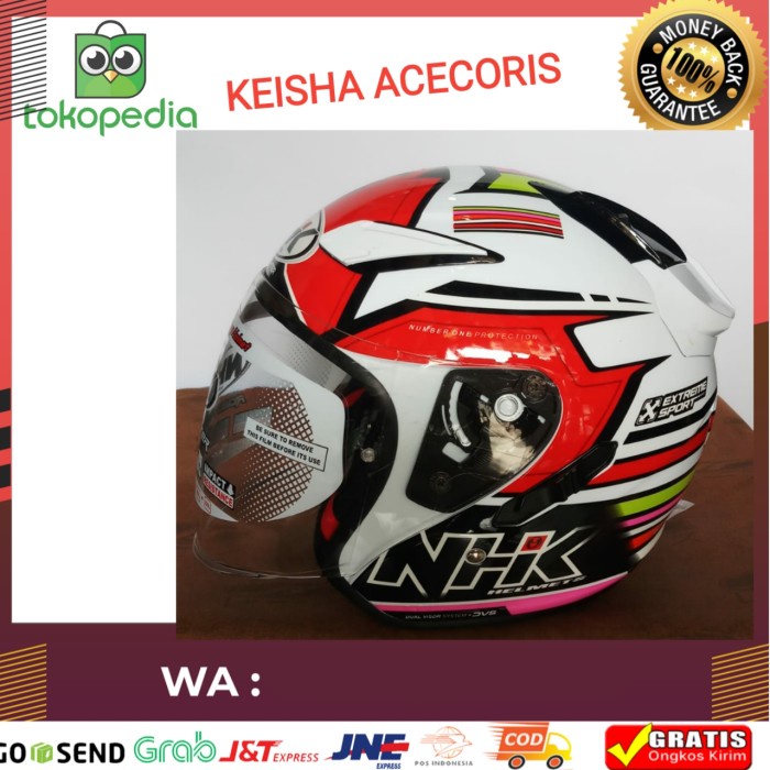 Helm Nhk R1 Motif Rainbow White Red Putih Merah Double Visor