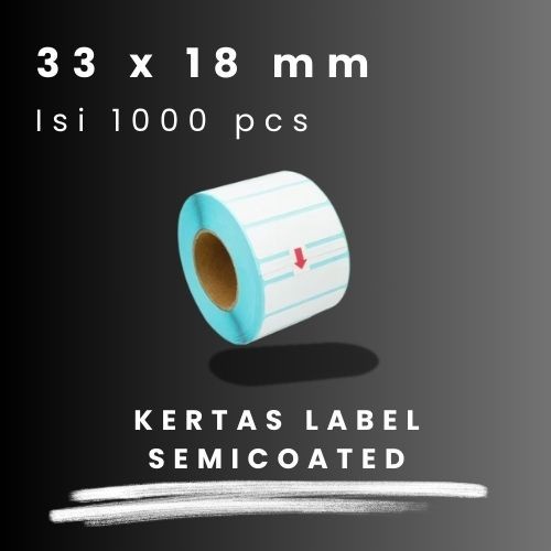 

SC 33x18 - 1" @1.000 - 1Line CORE 1 INCH 33X18MM 33 X 18 MM 3.3X1.8 CM 3.3 X 1.8 CM BARCODE LABEL SEMICOAT STICKER STIKER SC SEMICOATED BIRU 1000 PCS