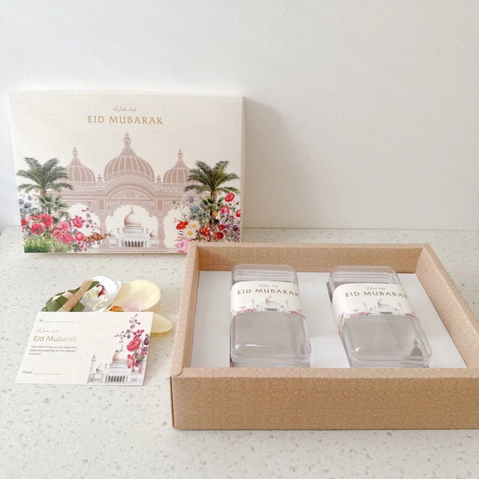 

box edisi lebaran kemasan kue kering muat 2 toples dus hampers eid mubarak