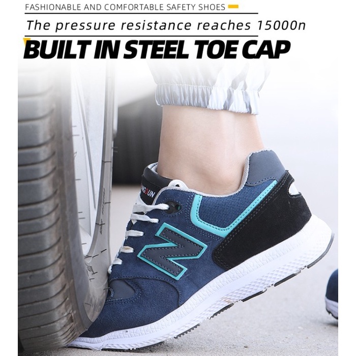 Sepatu Safety Sport Ujung Besi Sol Anti Paku Snekaers Safety Import