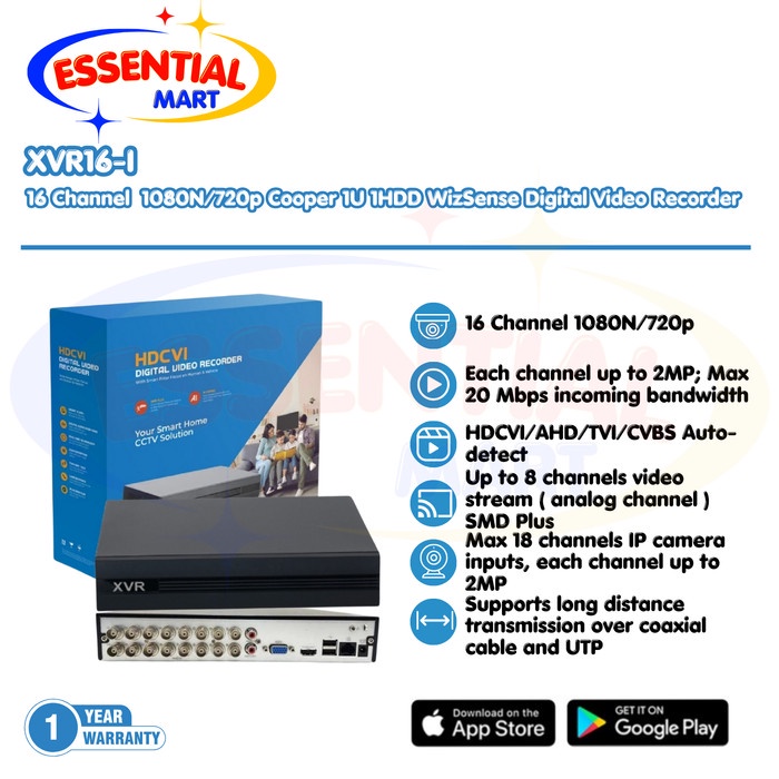 Dvr Cctv Hdcvi Xvr16-I 16 Channel Dahua Oem 2Mp 1080P