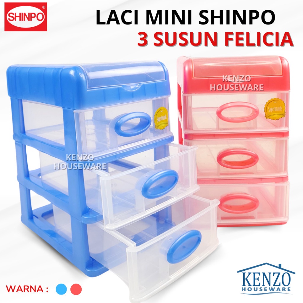 Promo  Shinpo Laci Atk Mini Container 3 Susun Tingkat Plastik Atk Kosmetik Warna