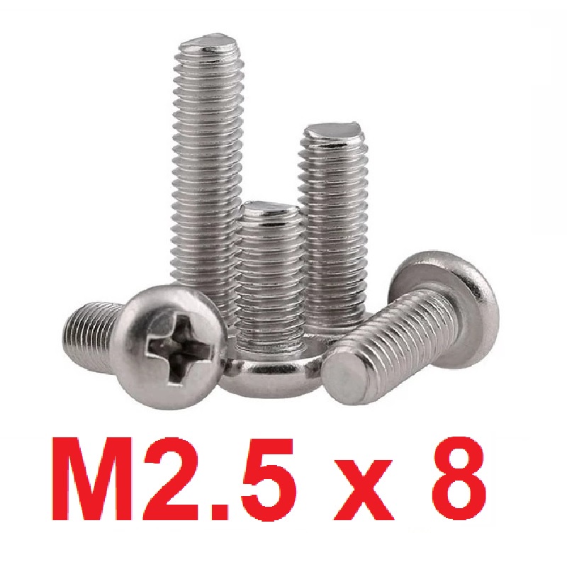 Baut JP M2.5x8 Stainless 304 Phillips Head M2.5*8 Sekrup 2.5mm x 8mm M2.5 Obeng Plus SS304