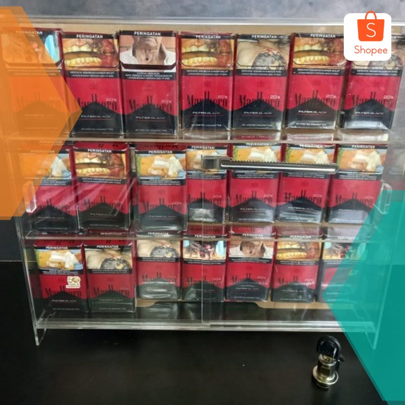 Promo Jual Akrilik Display Etalase Rokok Rak Akrilik Rokok + Kunci Keren