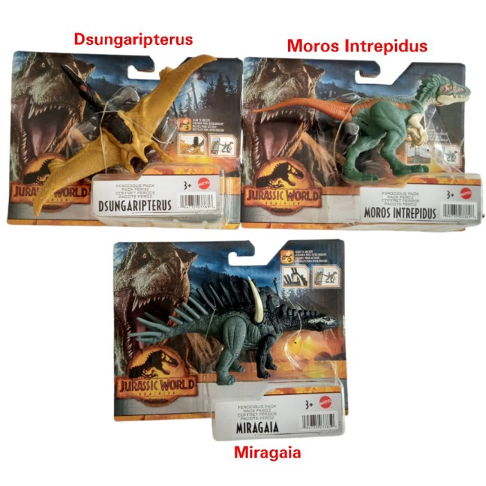 Jurassic World Ferocious Pack Miragaia Moros Intrepidus Dsungaripterus Reptil Raksasa Dinosaurus