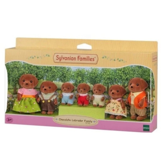 Sylvanian Friends Boneka Chocolate Labrador Family Isi 7 Figure Anjing