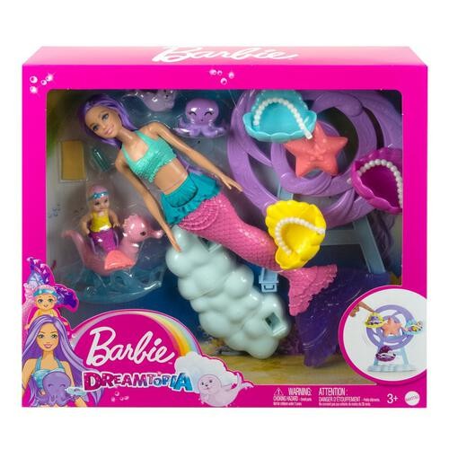 Boneka Barbie Dreamtopia Mermaid Doll Playset Plus Merbaby and 2 Pets