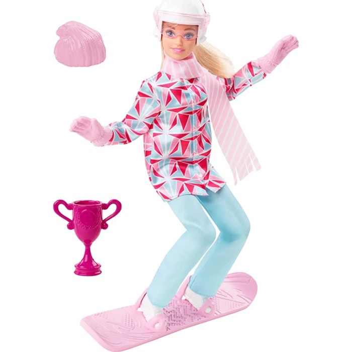 Boneka Barbie The Movie Made To Move Blonde Doll Snowboarder Pink Suit