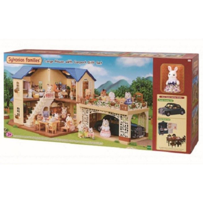 Mainan Boneka Sylvanian Families Large House Carport Gift Plus Mobil