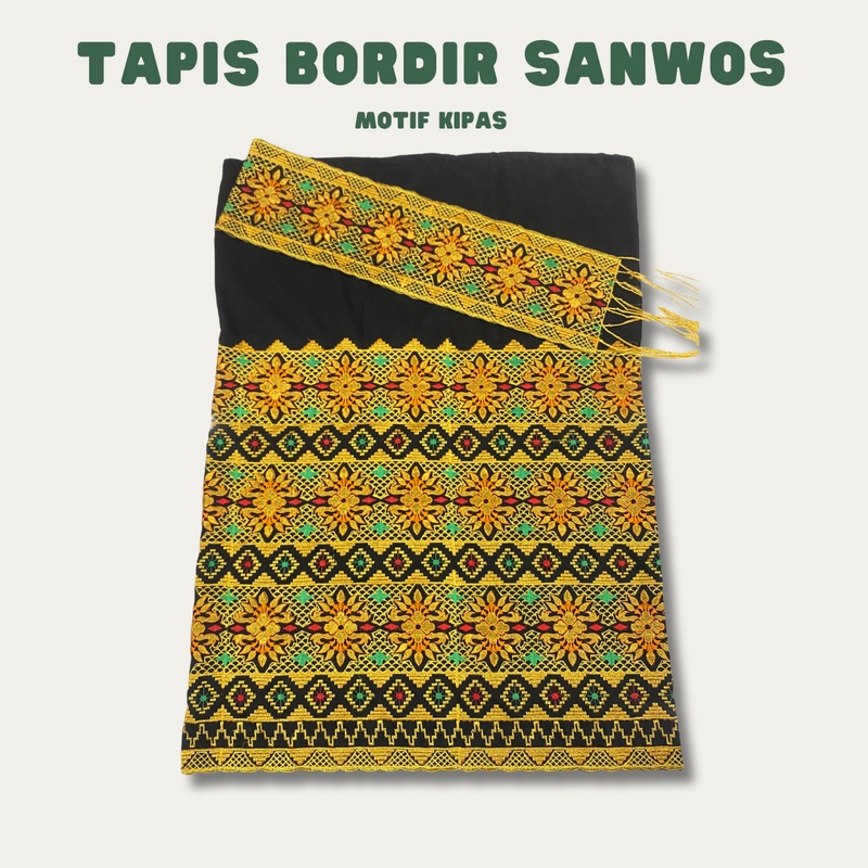 Kain Tapis bordir lampung bahan sanwos 3 tingkat - Motif Kipas