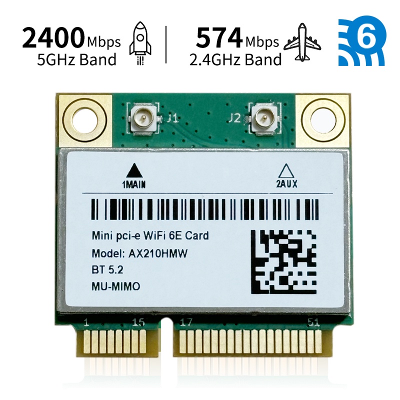 MCC WiFi 6E AX210HMW Mini PCI-E Wifi Network Card Bluetooth 5.3 For AX210 Card 802.11AX Wireless Wi-