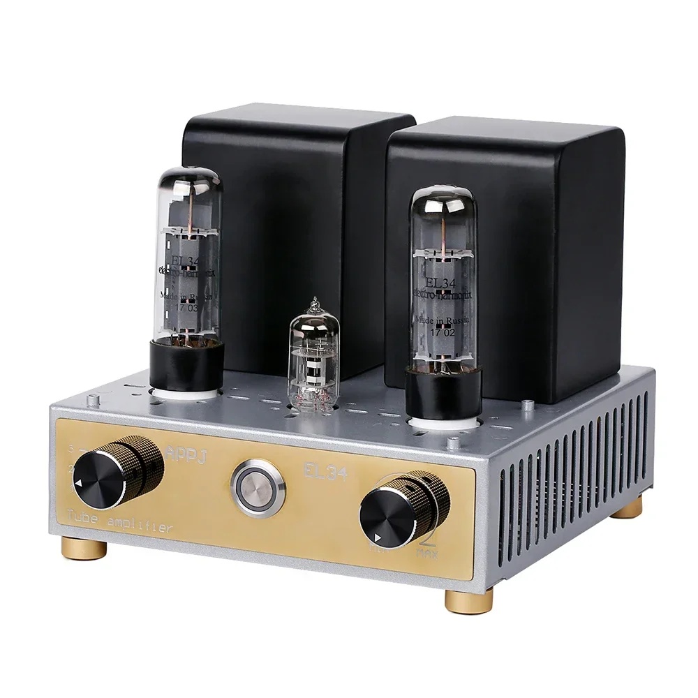 DIYQU APPJ EL34 12AX7Tube Amplifier HIFI EXQUIS Class A Single-ended Mini Tesktop AMP