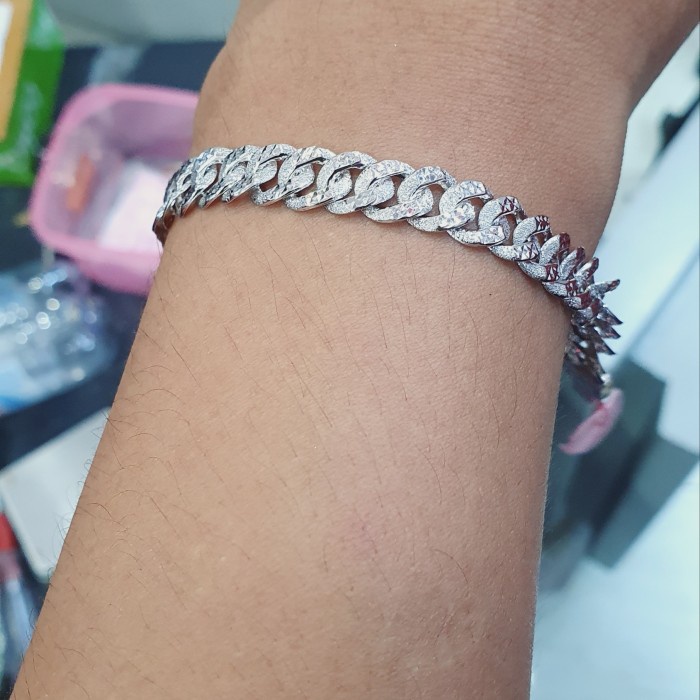 Gelang emas putih sisik naga emas asli kadar 375