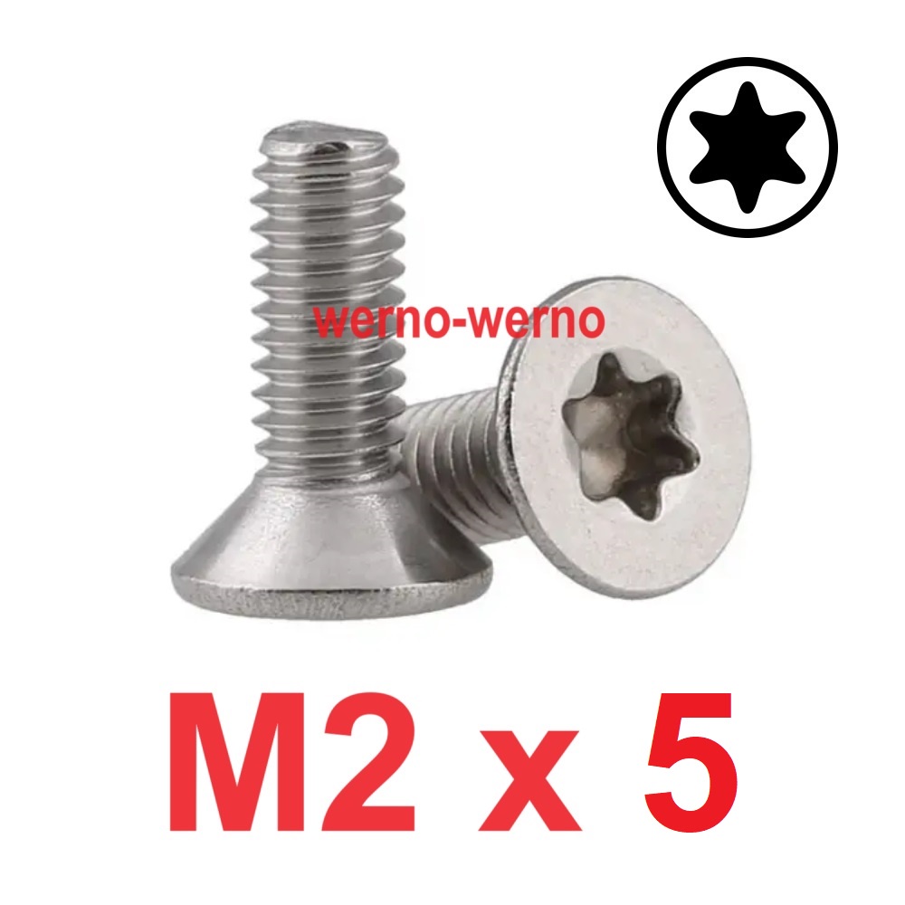 Baut Torx Flat Head M2x5 Bintang Stainless M2 Countersunk M2*5 Verseng T6