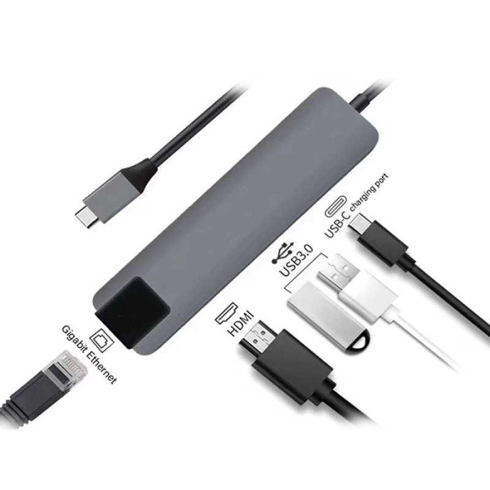 Konektor Extension USB Type C Hub 5 in 1 LAN HDTV Multi Charging
