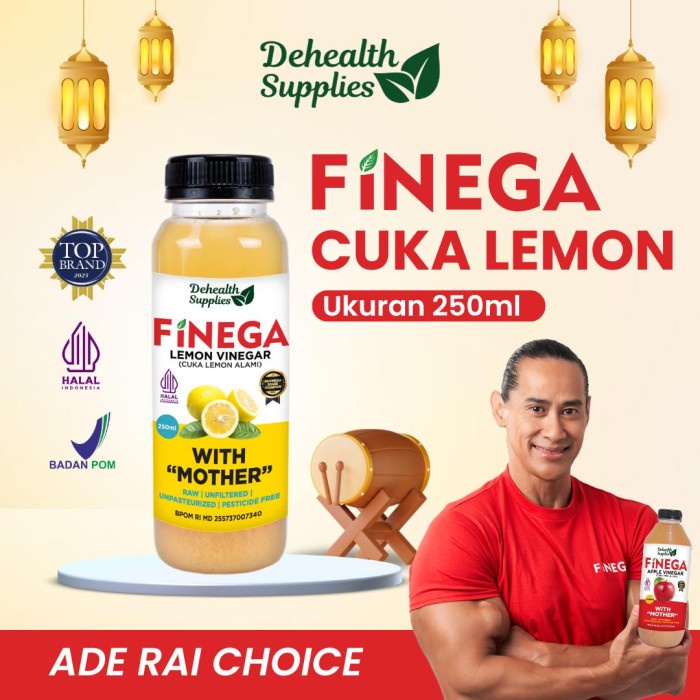 

FINEGA CUKA LEMON 250ml Kemasan Plastik