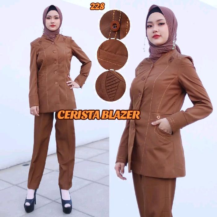 Seragam PNS wanita Khaki tua katun/tipis set Celana (228)
