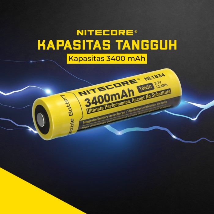 BATTERY BATERAI RECHARGEABLE 18650 NITECORE 2300 2600 3200 3400 3500 3600 5000 MAH KODE 1332