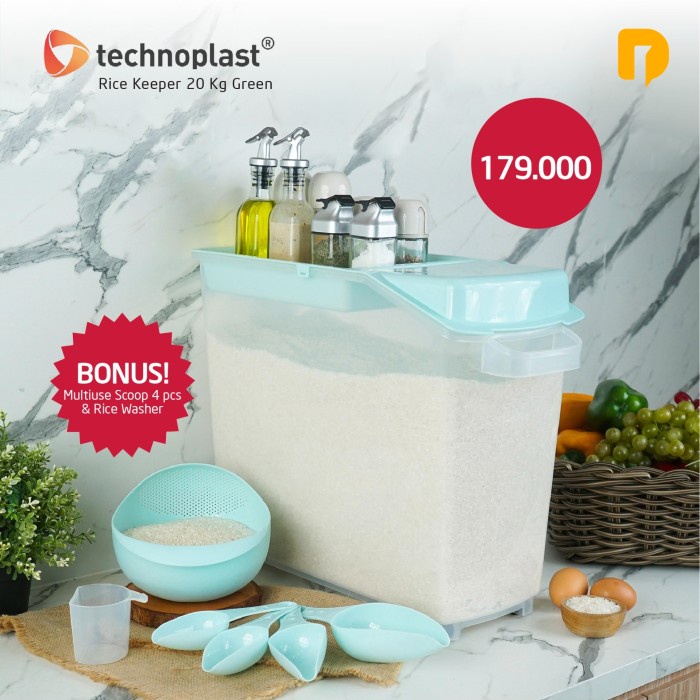 tempat penyimpanan beras 20kg technoplast/tempat beras