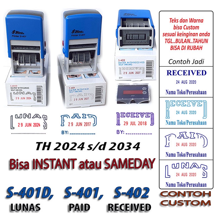 

Stempel SHINY LUNAS - PAID - RECEIVED - STEMPEL TANGGAL