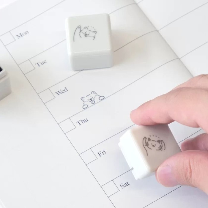 

Pyokkori Stamp Sunstar Japan Stamp binatang susun 3, Oil-Based Waterproof Stamp for Journaling /