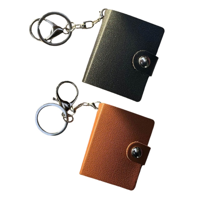 

2Piece Mini Leather Photo Album with Keychains for Family DIY Photo Album Small