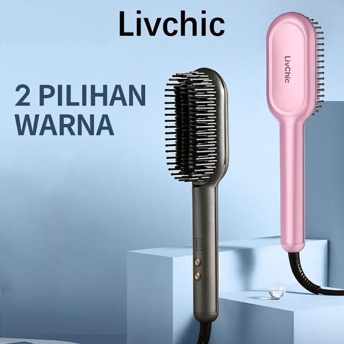 TERLARIS LivChic Catokan Sisir Pelurus Rambut Sikat LB401 Pelurus Rambut Ionik Sisir Gigi Cepat