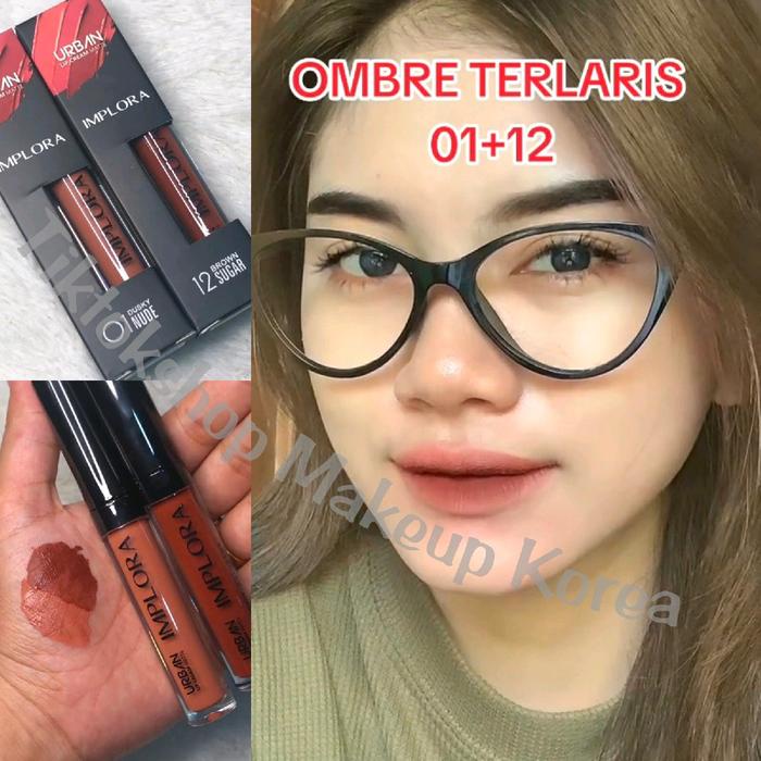 set ombre lipstik implora red gala & hazelnude - ombrelips - paket ombre lipcream lipstick lip cream