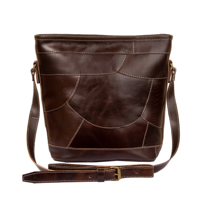 Tas wanita Sling Bag Wanita Tas Selempang Kulit Asli PERCA MIX Pullup - Dark Brown modis waterproof 