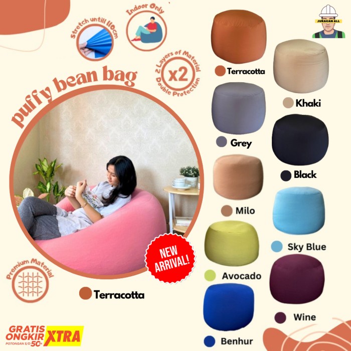 BEAN BAG/PUFFY BEAN BAG/BEAN BAG PLUS ISI/SQUISHY BEAN BAG SOFA STRECH