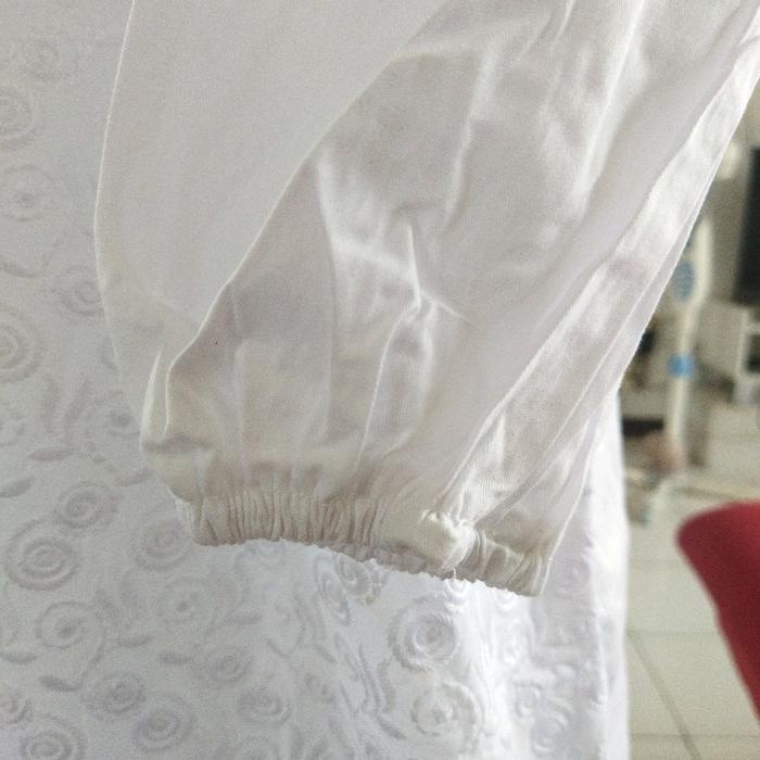 Gamis Katun Lc / Gamis Kombinasi Bermotif Dan Polos Katun Poliester Polos Bunga Putih Cantik Dalaman