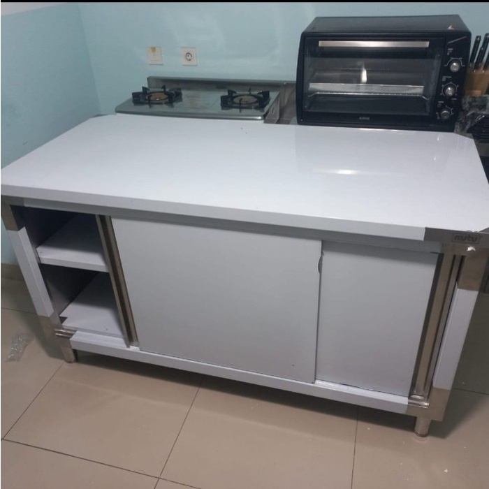 

Work Table Cabinet Stainless Lemari Penyimpanan Pintu Geser WTE-8SD Kode 842