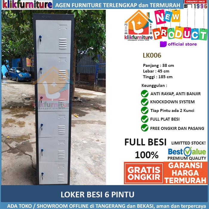 

Lemari Loker Locker Cabinet 6 Pintu Full Besi LK6 Kode 52