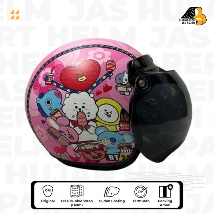 Product Laris Helm Anak Bogo Kulit Printing Motif Bts