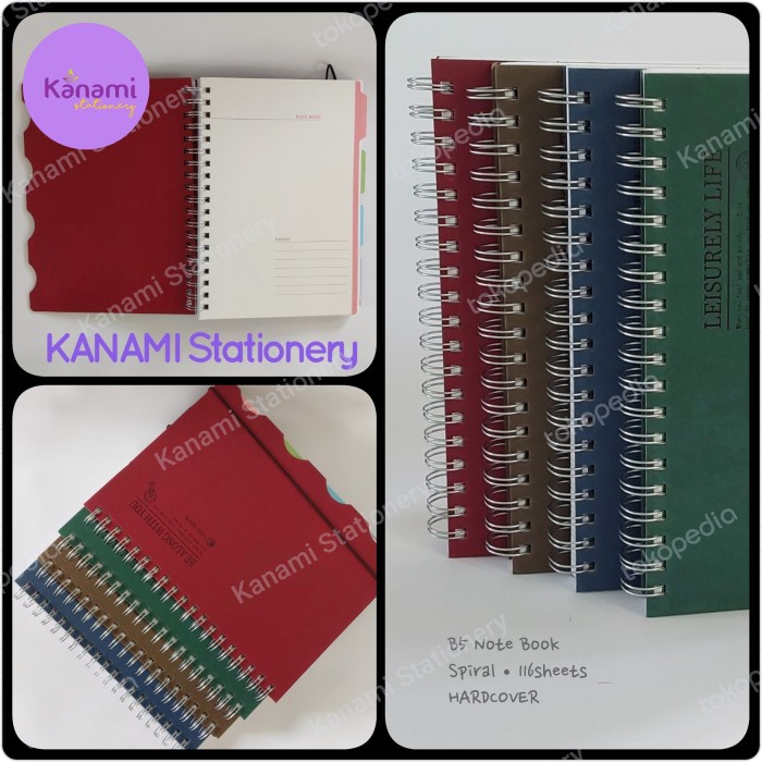 

Notebook A5 Spiral 100 Lbr Index Buku Catatan Garis Cover Tebal.