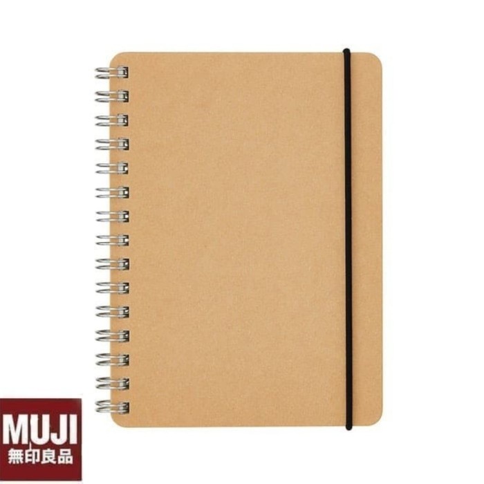 

Muji Paper Double Ring Notebook with Rubber Buku Catatan A5 70 Sheets