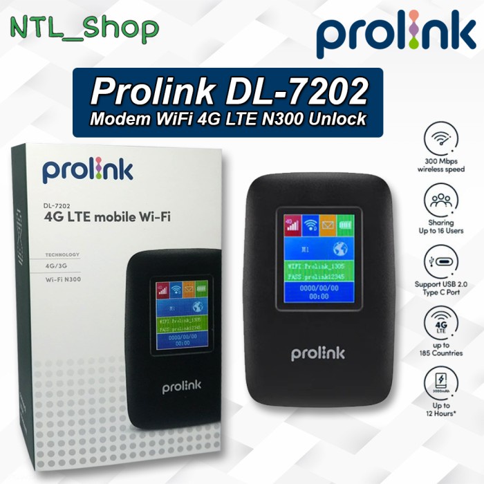BEBAS ONGKIR - Prolink DL 7202 Modem WiFi 4G LTE N300 Unlock All Operator Prolink DL-7202 Modem Wifi