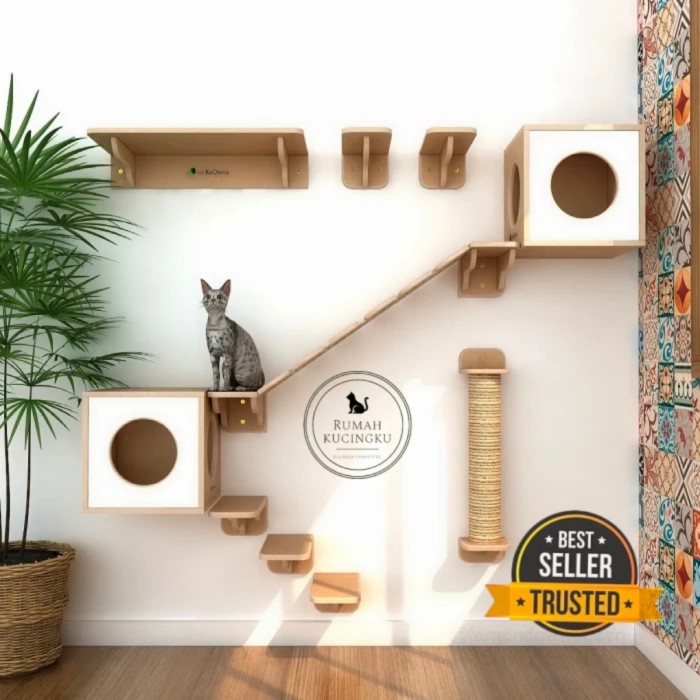 Playground Kucing Dinding/Playground Kucing Set/Kandang Kucing/Box Kucing/Garukan Kucing/Kandang