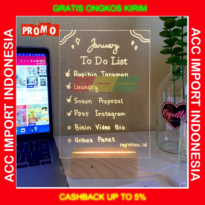 

Acrylic Note Board Papan Tulis Kaca Akrilik Lampu Planner Schdule List