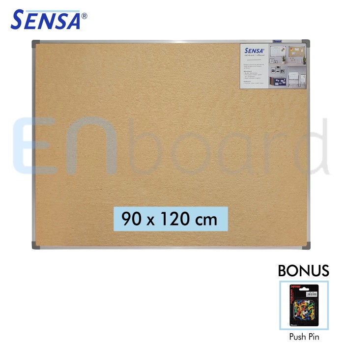 

Softboard Cork Pin Board / Papan Mading Gantung Sensa 90 X 120 Cm