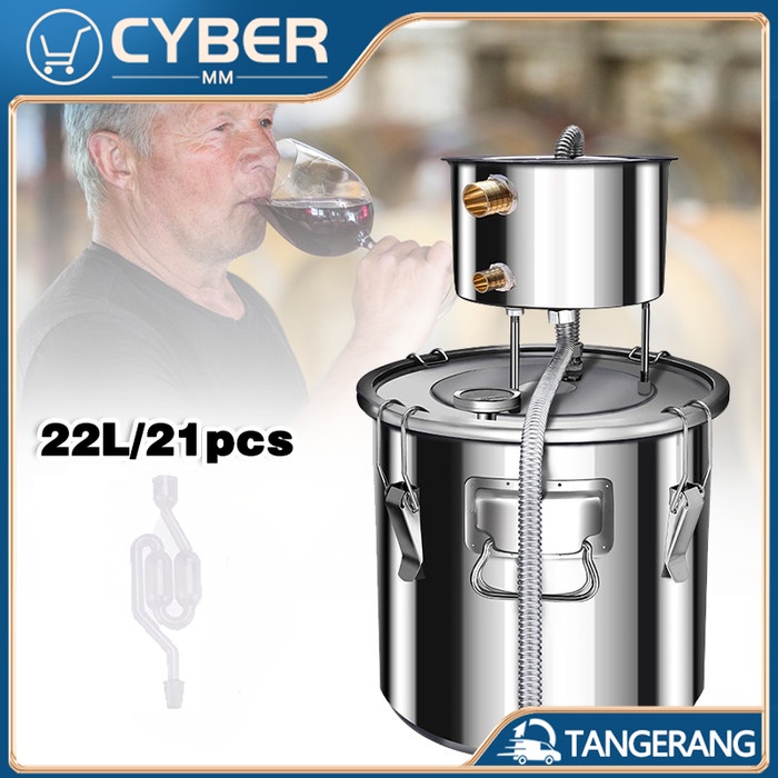 HOT SALE 22L Alat Penyulingan Destilasi 304 Stainless Destilasi Set Penyulingan