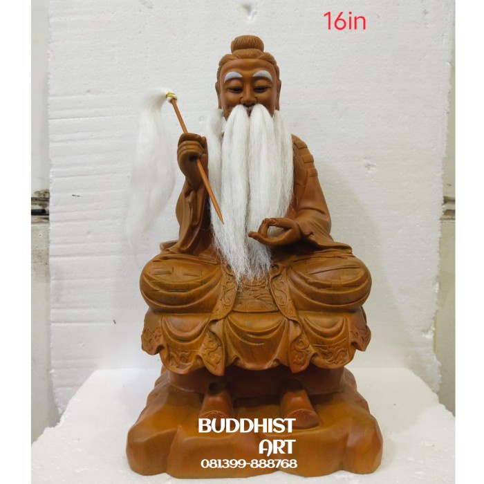 Svetlana Patung Dewa Tai Shang Lao Jun Tai Siong Duduk 16 In Kayu