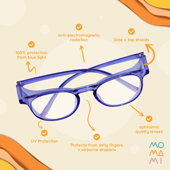 Momami Kids Zuper Vision+ Anti-Blue Light Glasses Blue - Kacamata