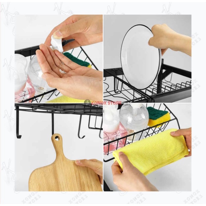 RAK DAPUR CUCI PIRING STAINLESS HITAM / RAK PIRING ATAS WASTAFEL