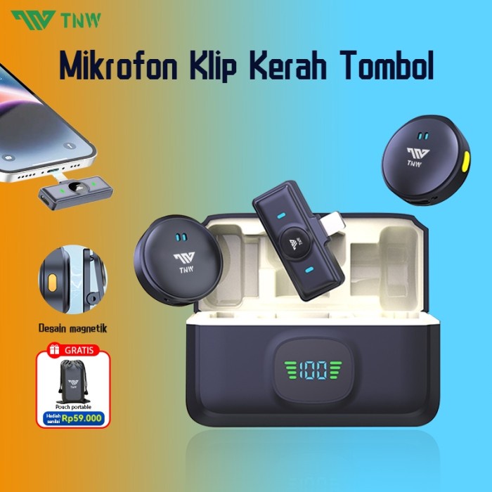 TNW A30 Wireless Clip on Mic Microphone Dual Mikrofon Wireless Mikrofon hp Lavalier Microphone